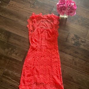Coral lace  free people backless dress size small